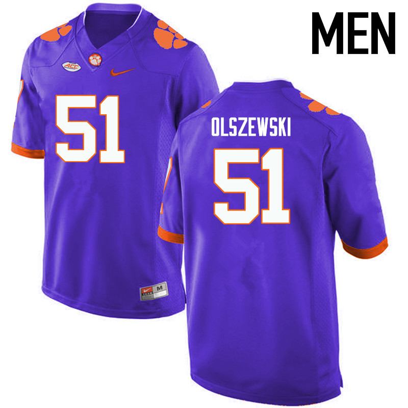 Men Clemson Tigers #51 Harry Olszewski College Football Jerseys-Purple